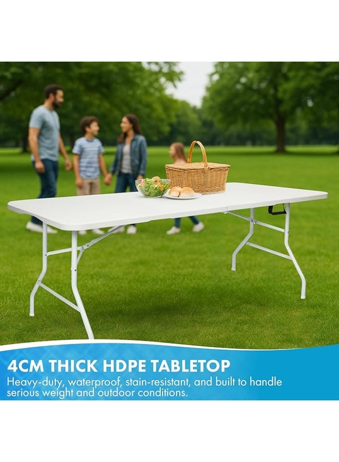 3-Piece Folding Set – 6ft White Folding Table with 2 Premium Folding Chairs – Waterproof, Heavy-Duty & Portable – Ideal for Garden Parties, Catering, Camping, Exhibitions & Indoor/Outdoor Events - Image 4