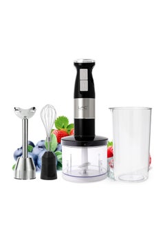 LAC Hand Blender, 4 in 1 Blender, Hand Blender Electric 800W 2-Speed and Turbo Mode, Immersion Blender with 500ml Food Chopper, 600ml Container, Milk Frother, Egg Whisk, for Smoothie Sauces Food Soups  - Image 1