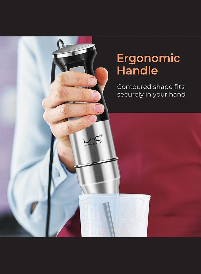 لاك خلاط يدوي ، خلاط 4 في 1 ، خلاط يدوي كهربائي 340 واط 2 سرعة ووضع توربو ، خلاط غمر مع مفرمة طعام 500 مللي ، حاوية 600 مللي ، مزبد الحليب ، خفقت البيض ، لصلصات العصائر حساء الطعام - Image 4