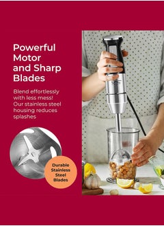 LAC Hand Blender, 4 in 1 Blender, Hand Blender Electric 800W 2-Speed and Turbo Mode, Immersion Blender with 500ml Food Chopper, 600ml Container, Milk Frother, Egg Whisk, for Smoothie Sauces Food Soups  - Image 2
