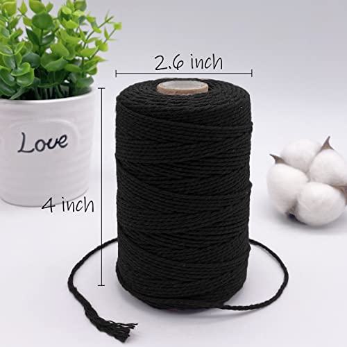 Leecogo Twine String,500 Feet Cotton Butchers Twine String Cooking Kitchen Twine for Crafts Roasting Gift Wrapping DIY Decoration Gardening Packing Materials,Black - Image 4