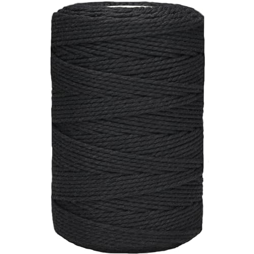 Leecogo Twine String,500 Feet Cotton Butchers Twine String Cooking Kitchen Twine for Crafts Roasting Gift Wrapping DIY Decoration Gardening Packing Materials,Black - Image 1