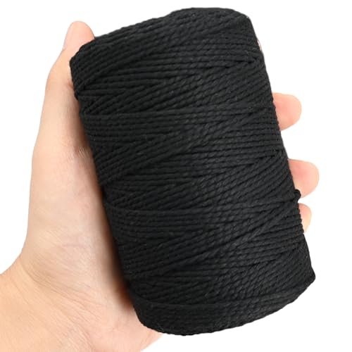 Leecogo Twine String,500 Feet Cotton Butchers Twine String Cooking Kitchen Twine for Crafts Roasting Gift Wrapping DIY Decoration Gardening Packing Materials,Black - Image 2