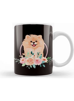 Print Shop Pomeranian Flowers Pommy Pom Dog Breed German Spitz Puppy Mug Porcelain