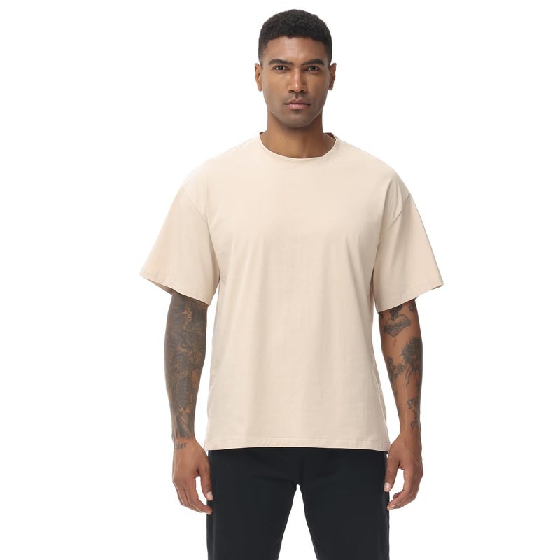 Muscle Killer Mens T Shirt Gym Workout Dry Fit Short Sleeve Athletic Fitness Lightweight Crew Neck Tee Shirts Casual Loose Fit Apricot - Image 4