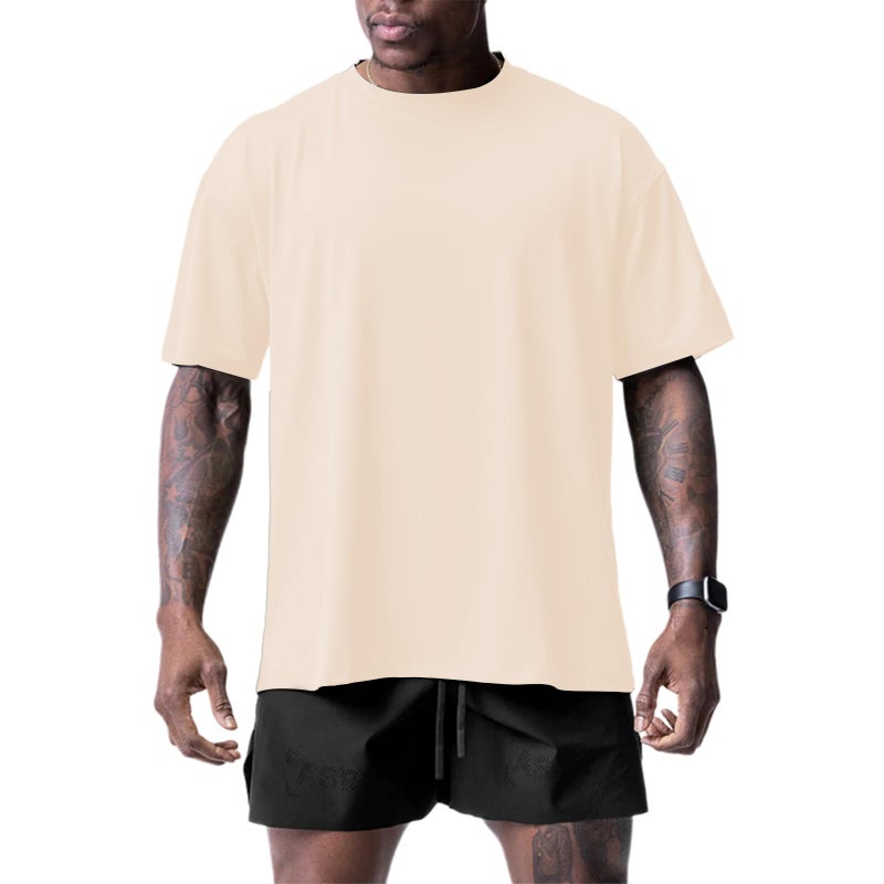 Muscle Killer Mens T Shirt Gym Workout Dry Fit Short Sleeve Athletic Fitness Lightweight Crew Neck Tee Shirts Casual Loose Fit Apricot - Image 1