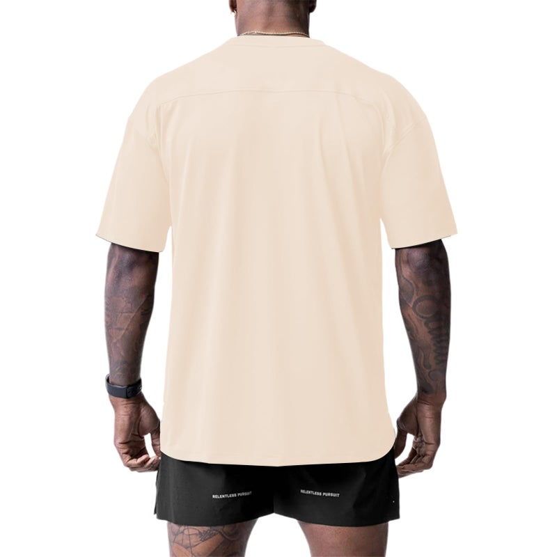 Muscle Killer Mens T Shirt Gym Workout Dry Fit Short Sleeve Athletic Fitness Lightweight Crew Neck Tee Shirts Casual Loose Fit Apricot - Image 5