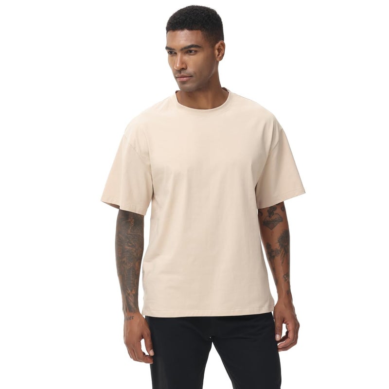 Muscle Killer Mens T Shirt Gym Workout Dry Fit Short Sleeve Athletic Fitness Lightweight Crew Neck Tee Shirts Casual Loose Fit Apricot - Image 2