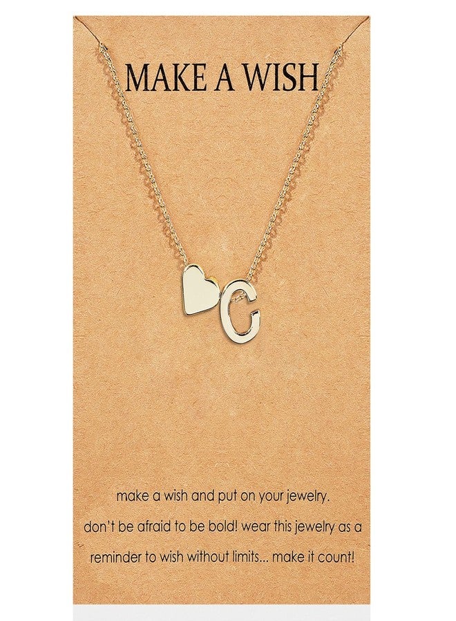 YANCHUN Make A Wish Necklace for Women Heart Initial Necklace Dainty Letter Necklace Trendy Alphabet Name Necklace Initial Pendant Necklace Birthday Christmas Gifts for Stocking Stuffers - Image 1