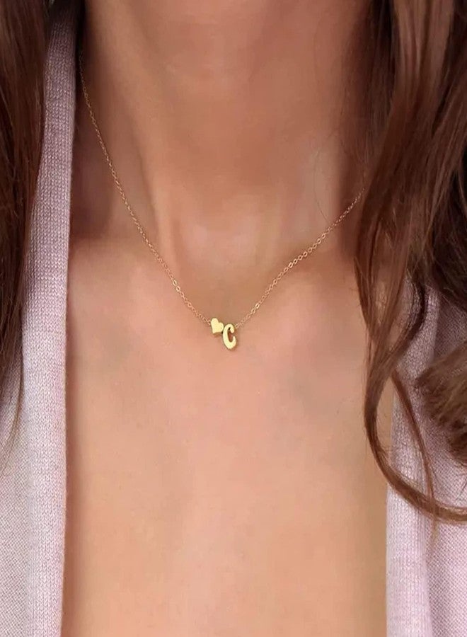 YANCHUN Make A Wish Necklace for Women Heart Initial Necklace Dainty Letter Necklace Trendy Alphabet Name Necklace Initial Pendant Necklace Birthday Christmas Gifts for Stocking Stuffers - Image 2
