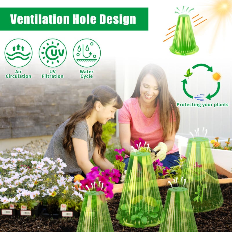 jixsloft 30 Pack Garden Cloches for Plants, Reusable Bell Plant Cover, Plant Covers Protectors from Animals Snails Birds Chickens Insect, 9.18" H X 7.56" D - Image 3