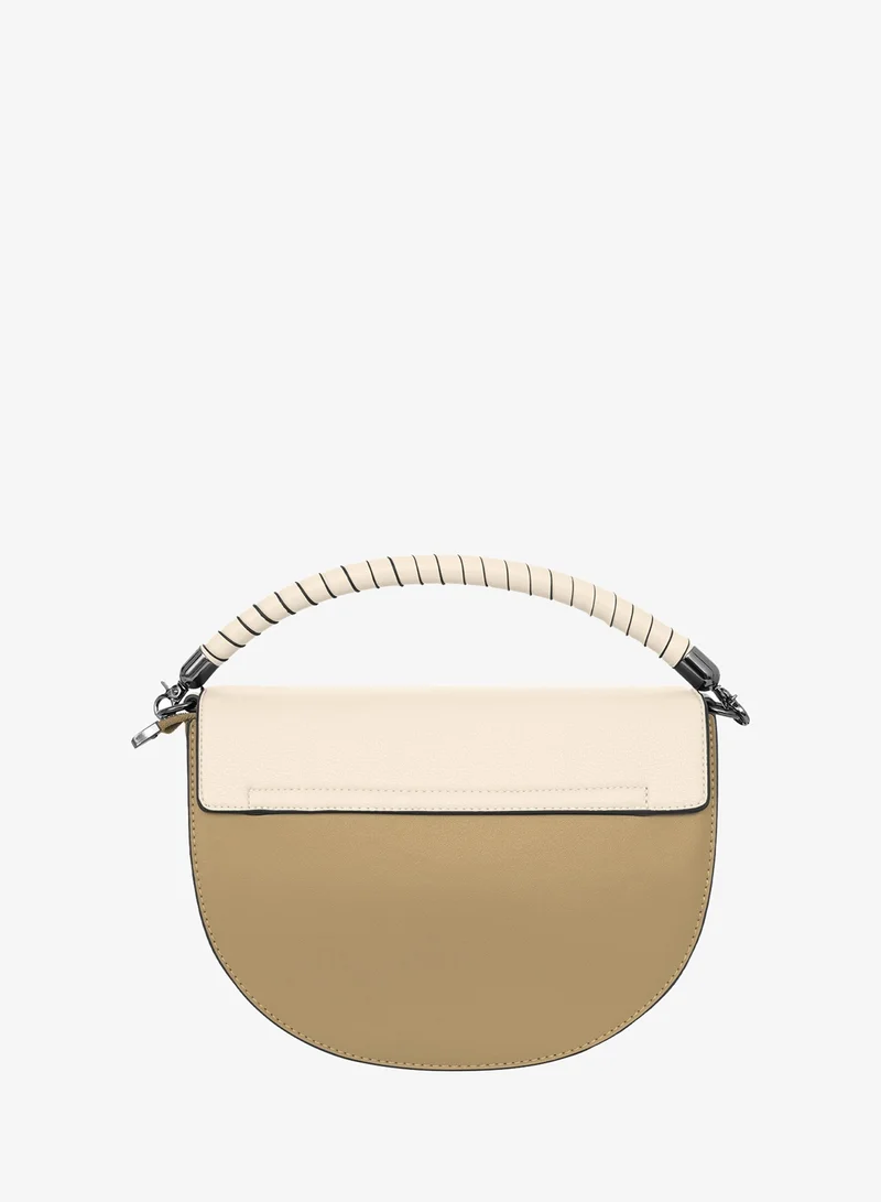 Parajohn Parajohn London Ladies Half-Moon Crossbody Handbag With Elegant Top Handle Beige
