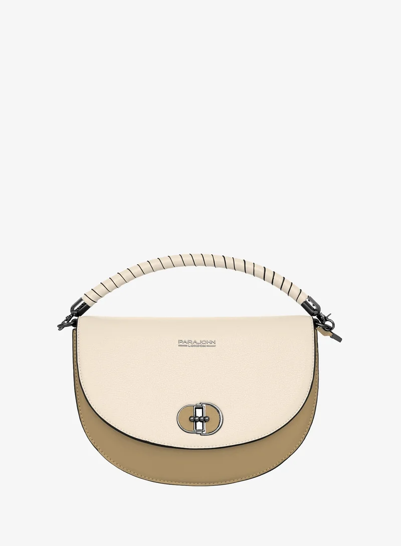 Parajohn Parajohn London Ladies Half-Moon Crossbody Handbag With Elegant Top Handle Beige