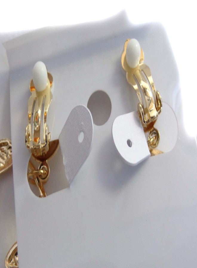 Divas Diggables Large Clip-on Earrings Dolphin Kissing Hoop Earrings Plated Gold Tone 2.5 inch - Image 4