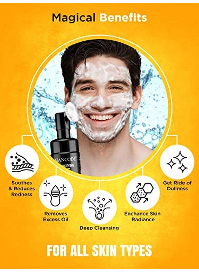 MAN CODE Detan Foam Face Wash With Built In Face Brush Detoxifying Removes Excess Oil & Tanned Skin Reduces Dullness And Puffiness No Paraben Sulphate Silicone 150 Ml Face Wash For Men (Pack Of 1)  - Image 5