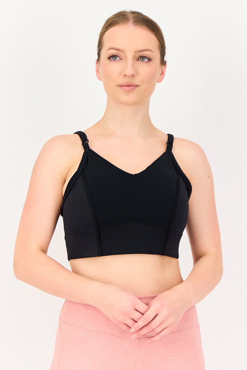 Nike Women Padded Brand Logo Yoga Sport Bra, Black - Image 1