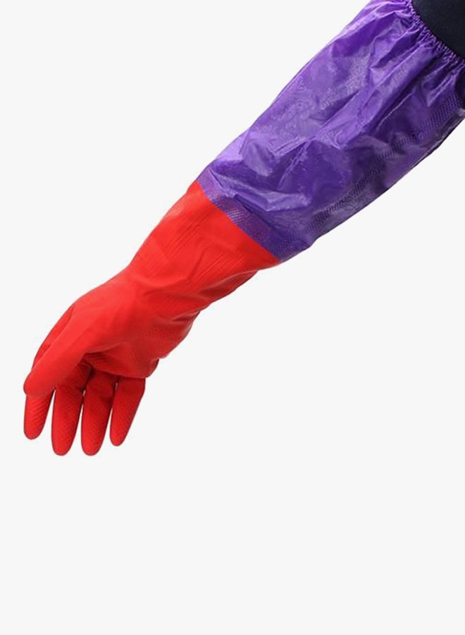 Waterproof Long Sleeves Latex Gloves Purple/Red 50centimeter - Image 3