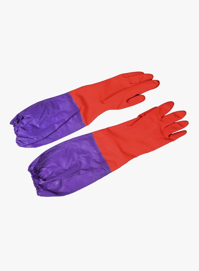 Waterproof Long Sleeves Latex Gloves Purple/Red 50centimeter - Image 2