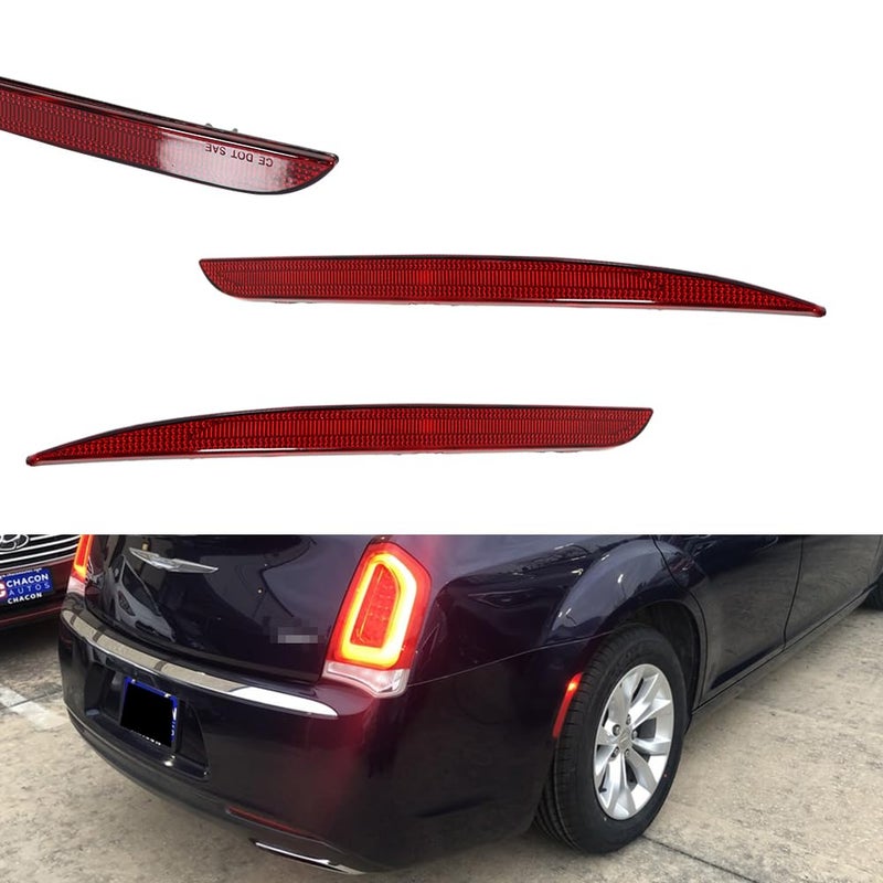 Tonsya For 2015 2016 2017 2018 Chrysler 300 Tail cover Turn Signal Brake Stop Rear Fog Reflector light Housings Red Lens
