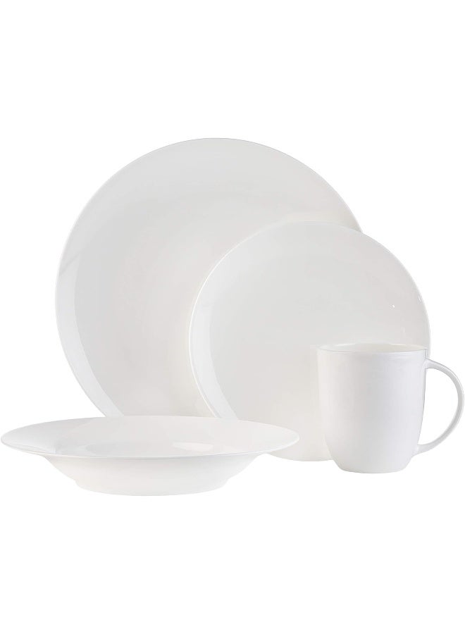 Godinger White Bone China 16Piece Dinnerware Set Lune Service for 4