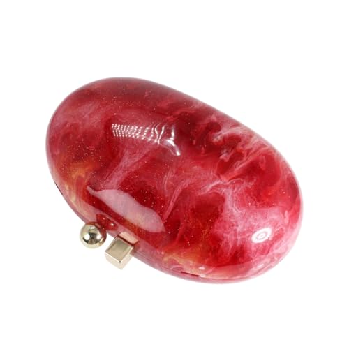 GSYPS Acrylic Evening Clutch Bag for Women Shell Shape Shoulder Crossbody Bag Glitter Marble Purse Handbag Red 1 - Image 4