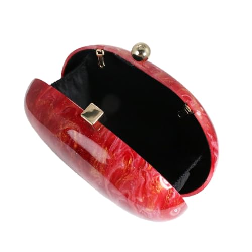 GSYPS Acrylic Evening Clutch Bag for Women Shell Shape Shoulder Crossbody Bag Glitter Marble Purse Handbag Red 1 - Image 5