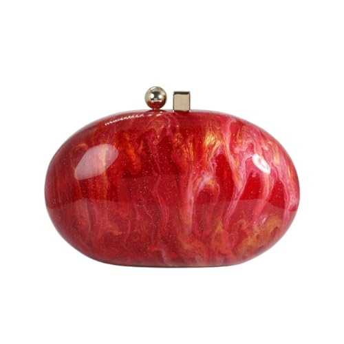 GSYPS Acrylic Evening Clutch Bag for Women Shell Shape Shoulder Crossbody Bag Glitter Marble Purse Handbag Red 1 - Image 1