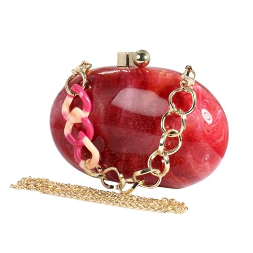 GSYPS Acrylic Evening Clutch Bag for Women Shell Shape Shoulder Crossbody Bag Glitter Marble Purse Handbag Red 1 - Image 2