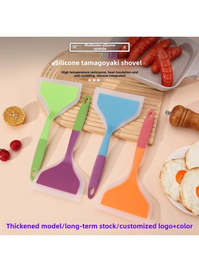 Generic - Silicone Jade Burning Shovel Non-Stick Special Shovel Thick Egg Burning Shovel Silicone Fried Shovel Wide Stick Shovel Fried Egg Shovel-Color:Pink - Image 1