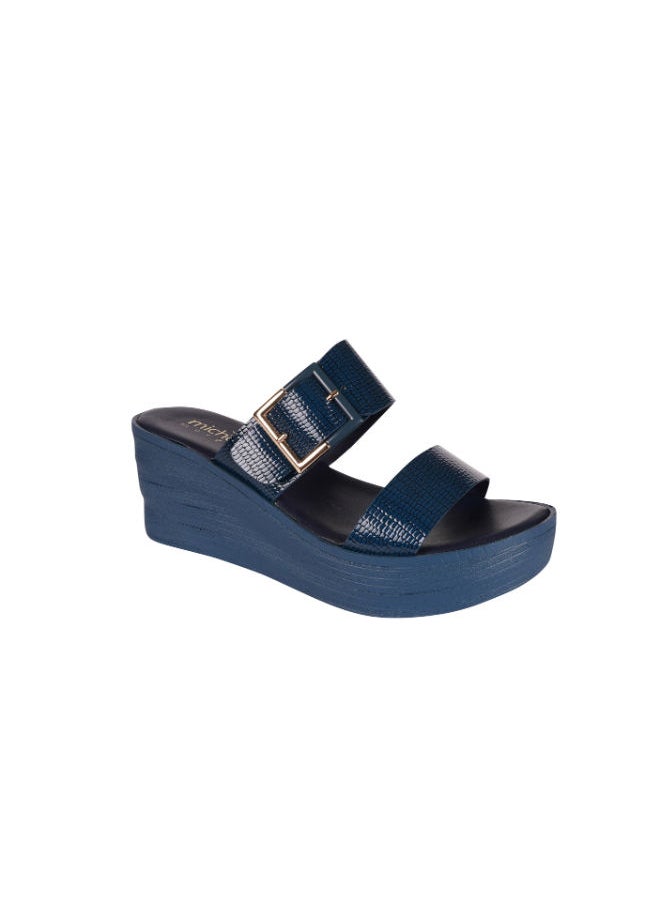 Michelle Morgan - Michelle Morgan Ladies Wedge Sandals 214RJ662 Navy - Image 1