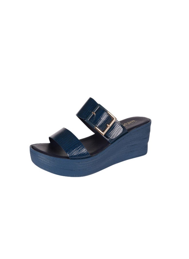 Michelle Morgan - Michelle Morgan Ladies Wedge Sandals 214RJ662 Navy - Image 1