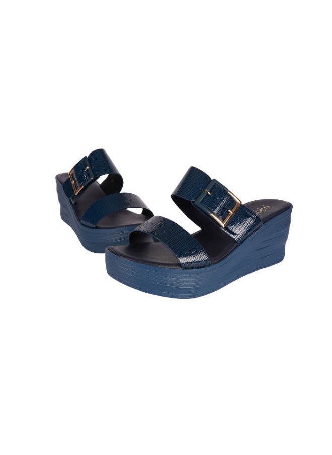 Michelle Morgan - Michelle Morgan Ladies Wedge Sandals 214RJ662 Navy - Image 1