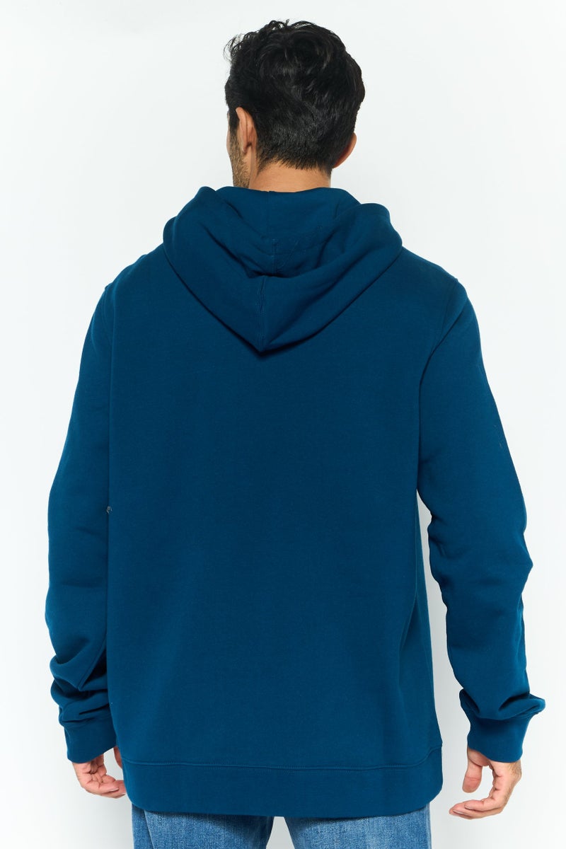 Hurley Men Hooded Brand Logo Long Sleeves Sweatshirt, Teal Blue - Image 2
