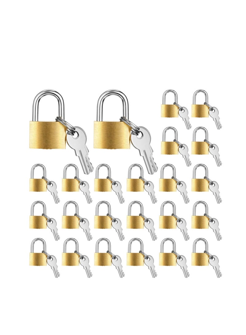AKDC Mini Padlock Small Padlock 25MM Solid Brass Locks with 3 Keys for Luggage Lock,  (24 Pieces) - Image 1