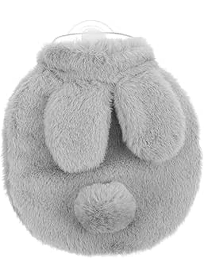 Cozy Reusable Hot Water Bottle with Bunny Cover Gray PVC Explosion Proof Heat Pack - Image 1