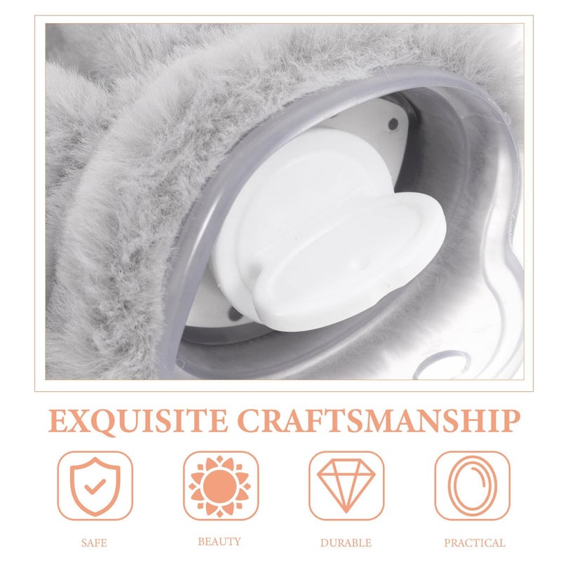 Cozy Reusable Hot Water Bottle with Bunny Cover Gray PVC Explosion Proof Heat Pack - Image 4