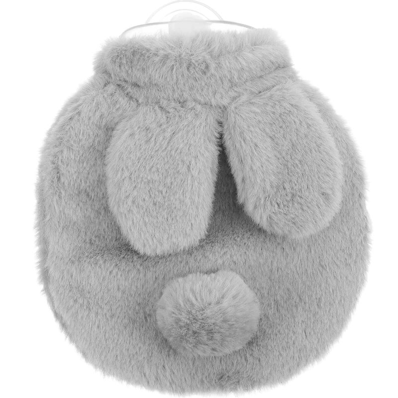 Cozy Reusable Hot Water Bottle with Bunny Cover Gray PVC Explosion Proof Heat Pack - Image 2