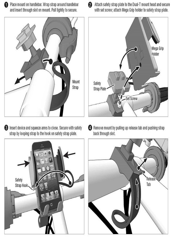 Arkon Mounts SM434 Bike or Motorcycle Phone Holder Strap Mount for iPhone 13 12 11 Pro Max Galaxy S21 S20 Note 20 10 Retail Black - Image 5