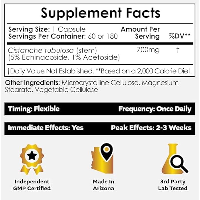 Nootropics Depot Cistanche tubulosa Capsules | 700mg | 5% Echinacoside + 1% Verbascoside (Acetoside) | 60 Count - Image 2