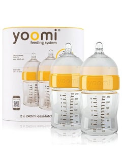 Yoomi Anti-Colic Baby Feeding Bottles (Pack of 2) – 240ml, BPA Free, Soft Teat, 6 Anti-Colic Vents, Wide Neck for Easy Filling & Cleaning, Spill-Free Cap, Ideal for Bottle & Breastfeeding Transition  - Image 1