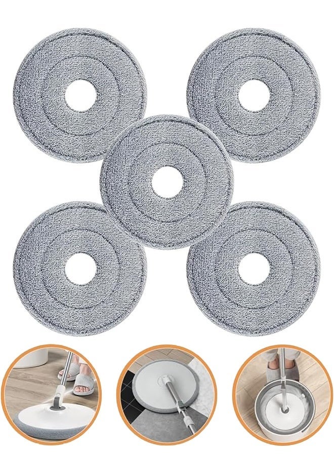 APPTRIN 5-Piece Circular Mop Cloth Replacement, Wet & Dry Household Cleaning Mop, Washable Microfiber Cloth Pad Mop Head, Used for Household Cleaning and Sweeping - Image 1