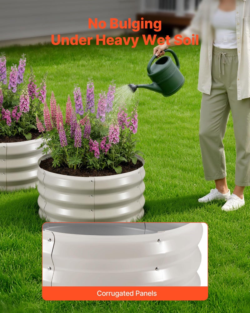 VEVOR 3 Pcs 2x2x1ft Round Raised Garden Bed Kit, Outdoor Metal Galvanized Raised Beds for Gardening Vegetables, Easy Assembly Garden Planter Box for Flowers Fruits - Image 3
