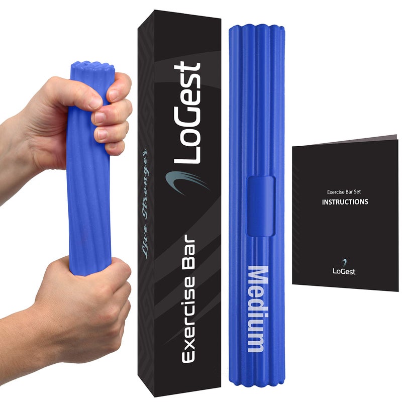 Logest Medium Twist Hand Exerciser Bars - Flexible Bar Strengthener - Tennis Elbow, Golfer's Elbow, Tendonitis, Wrist, Forearms Pain Relief Hand Therapy Bar Wrist and Arm Strengthener Rehab Twist Bar - Image 1