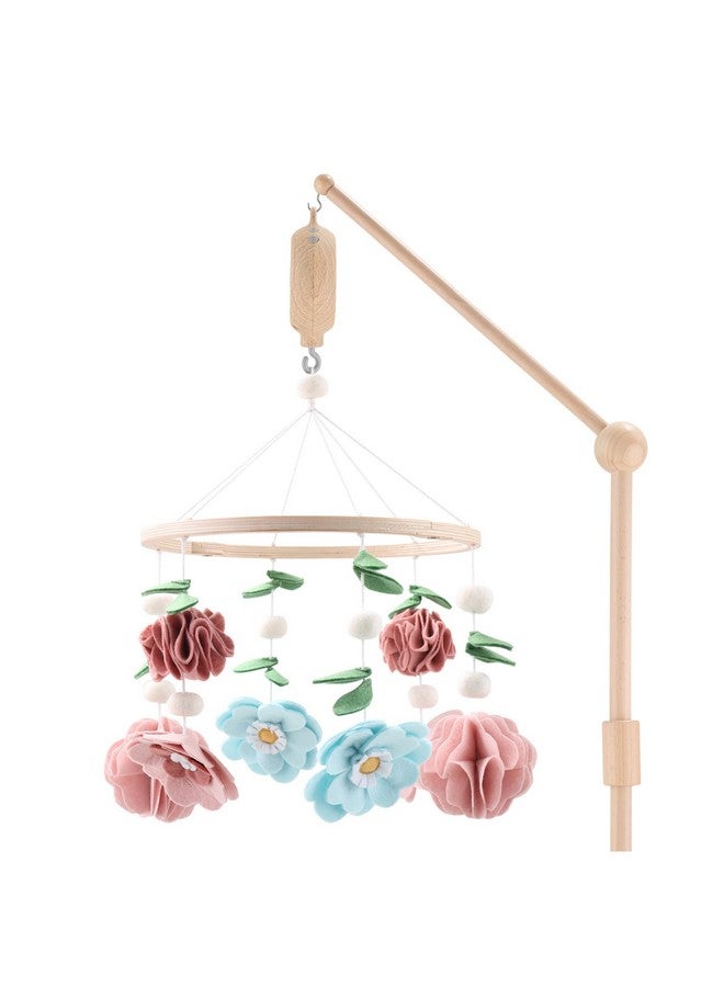 The Peanut Shell The Peanutshell Crib Mobile for Girls - Wooden Musical Baby Crib Mobile with 12 Lullabies, Wildflower Baby Floral Nursery Decor - Image 1