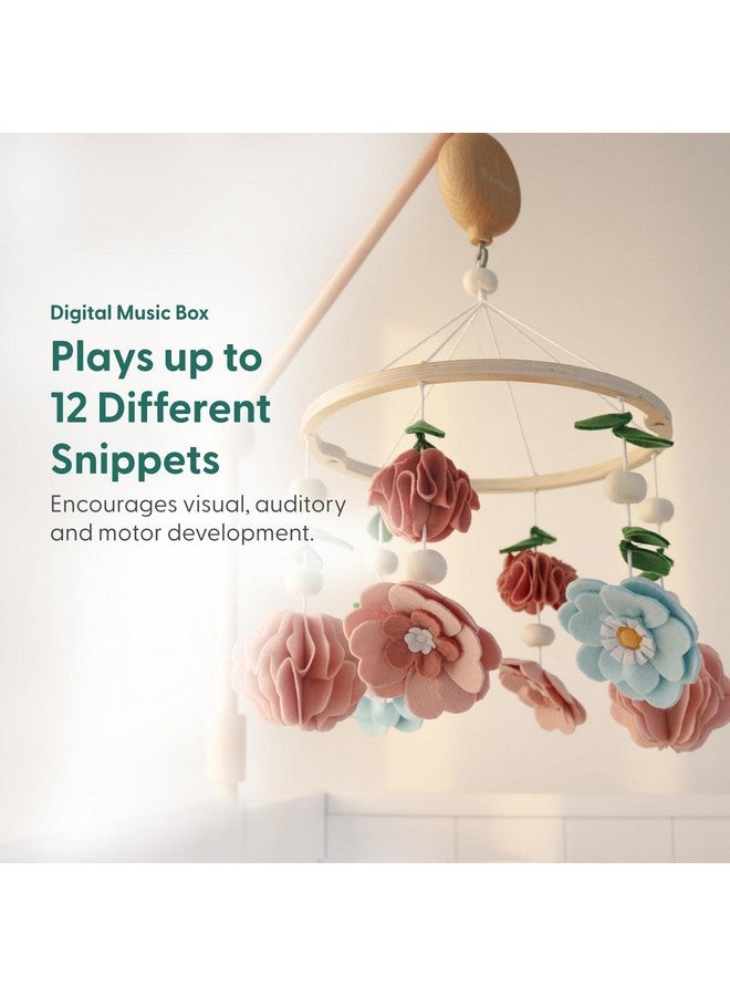 The Peanut Shell The Peanutshell Crib Mobile for Girls - Wooden Musical Baby Crib Mobile with 12 Lullabies, Wildflower Baby Floral Nursery Decor - Image 3