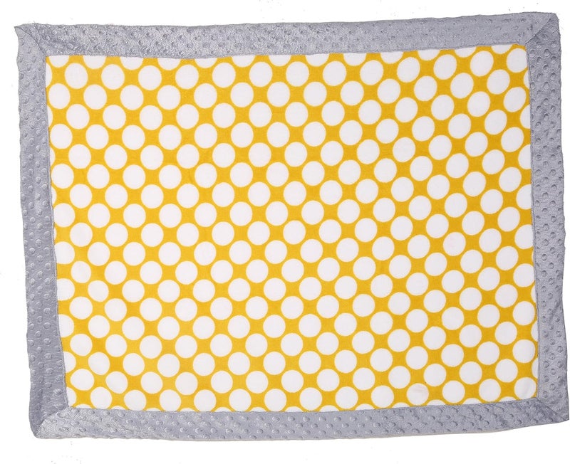 Bacati - Yellow Ikat Dots with Grey Border Plush Blanket - Image 2