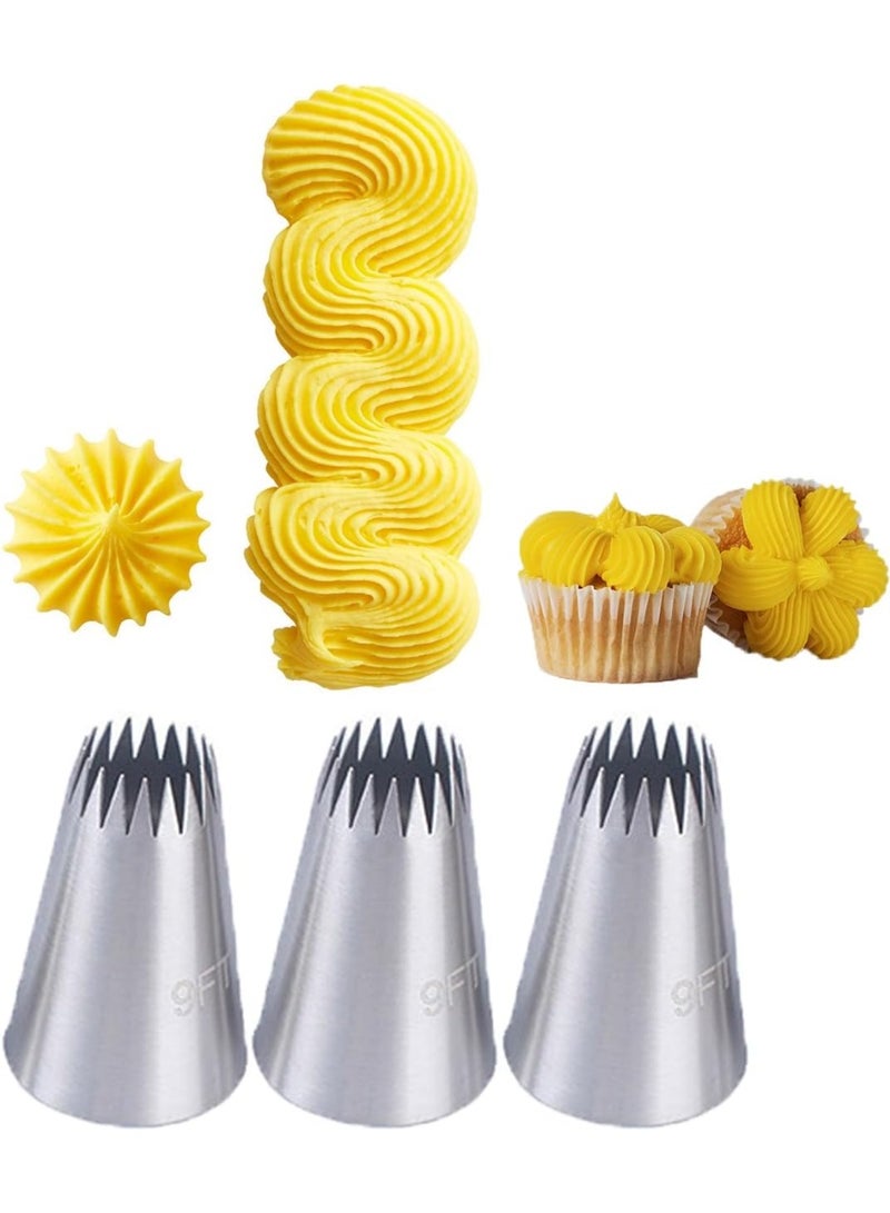 Piping Tips for Churro,Extra Large Star Tip for Piping Eclair,Mashed Potatoes,3 Pcs Churro Pastry Tips - Image 1