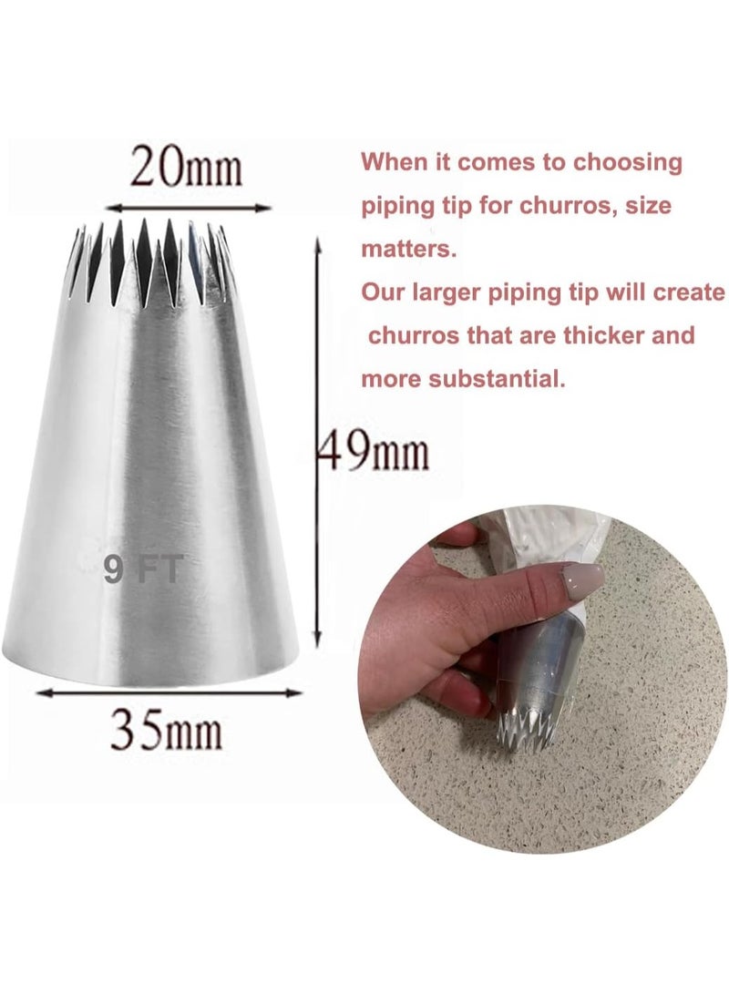 Piping Tips for Churro,Extra Large Star Tip for Piping Eclair,Mashed Potatoes,3 Pcs Churro Pastry Tips - Image 2