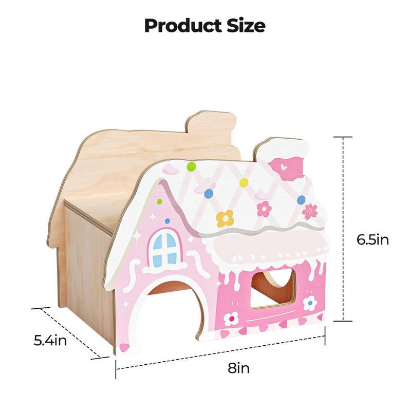 mini&moe Hamster Hideout - Wooden Hamster House Multiple Entrances Small Animal Habitat Cage Accessories & Decor for Syrian Dwarf Gerbils Rat Mouse - Image 3