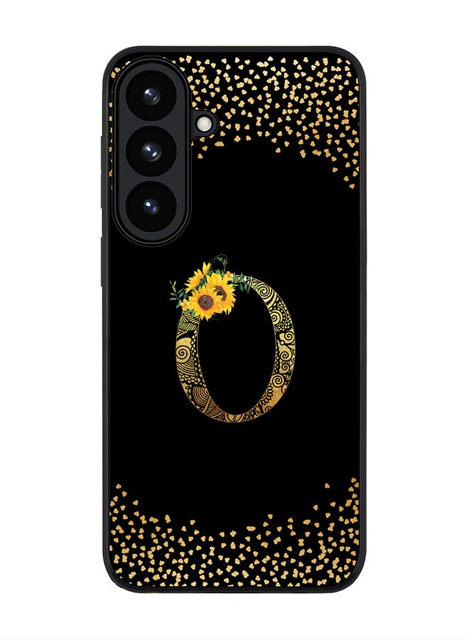 For Samsung Galaxy S26 Case,Slim fit Camera Protection, Shockproof Thin Phone cover  - Custom Floral Monogram - O ( Black )
